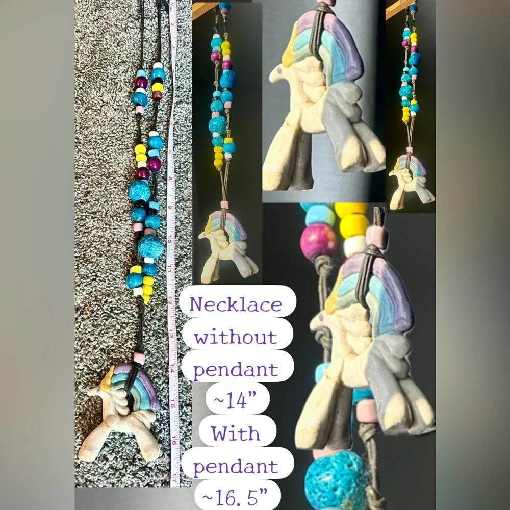 🦄 Handmade Unicorn Colorful Beaded Necklace or hanging decor